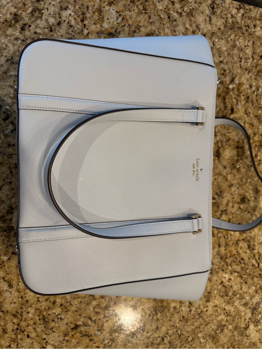 kate spade pale blue Saffiano leather tote